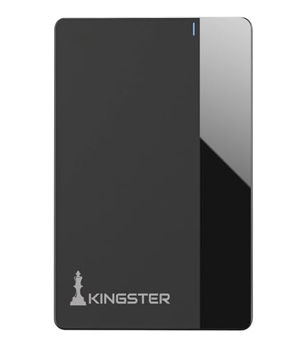KINGSTER 1TB Ultra Slim Portable External Hard Drive – USB 3.0 Type-C, 135MB/s Speed, Plug & Play – Black Plastic Body – Compatible with PC, Mac, Laptop, TV – 1-Year Warranty
