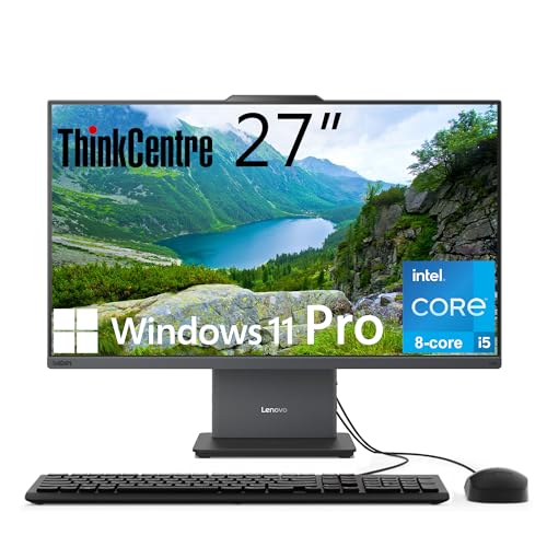 Lenovo ThinkCentre All-in-One Desktop Computer, 27" FHD IPS Display, 8-core Intel Core i5-13420H, 32GB DDR5, 1TB SSD, Wi-Fi 6, USB-C, HDMI in&Out, Wired KB&Mouse, Windows 11 Pro