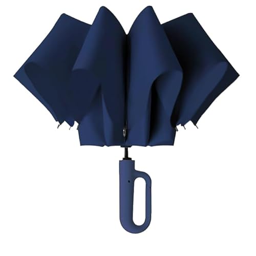 Zemic UV Umbrella with Novelty Carabiner Handle, Travel Umbrellas for Rain and Sun Windproof Compact, Automatic Open Close, 8 Ribs, Portable Umbrella for Men and Women (Navyblue)