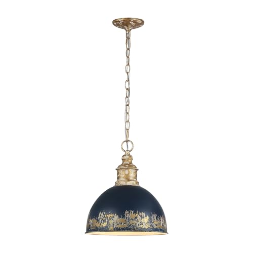 Alison 1-Light Pendant in Vintage Gold with Antique Matte Navy