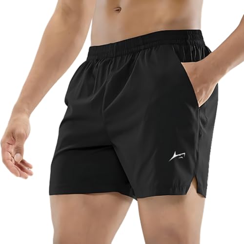 PROSHARX Men’s Shorts with Quick Dry Tech | Athletic Anti-Wicking Lightweight Shorts for Sports, Running & Gym Black