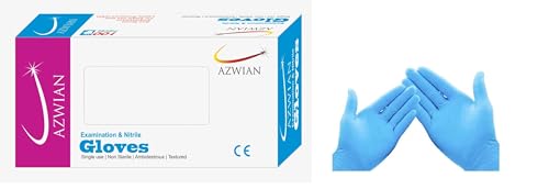 Nitrile Examination Disposable Medical Hand Gloves, Surgical gloves, 100 Pieces Blue Powder Less, Medium.