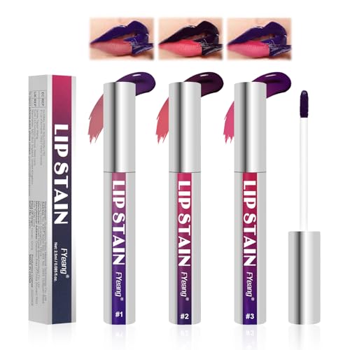 FYeang® Peel Off Lip Tint Stain Set 3Pcs, Matte Lip Gloss Stripper, Tattoo Magic Colour Matte Nude Lip Gloss, Long Lasting Waterproof Lip Liner