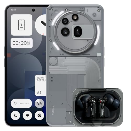 Nothing Phone (3a) Pro 256 GB - Handy mit 50 MP Periskop-Kamera, 50 MP Hauptkamera - Grau Ear (a) Schwarz