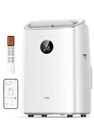 Dreo Portable Air Conditioners, 8000 BTU ASHRAE (5000 BTU DOE) Smart AC Unit for Bedroom with Drainage-free Cooling, 45dB Quiet, APP/Voice/Remote, Portable AC for Room Indoors, AC318S