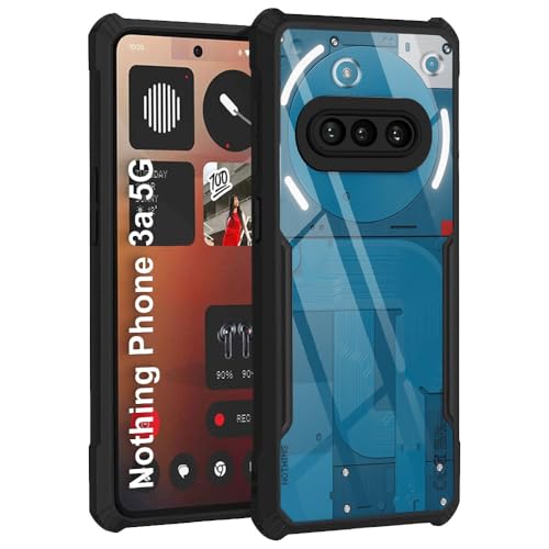TheGiftKart Shockproof Crystal Clear Back Cover Case for Nothing Phone 3a 5G | 360 Degree Protection | Protective Design | Transparent Back Cover Case for Nothing Phone 3a 5G (PC & TPU, Black Bumper)