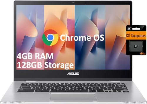 ASUS Chromebook CX1 Laptop (14" FHD Anti-glare, Intel Celeron N4500, 4GB RAM, 128GB Storage (64GB eMMC + 64GB SD Card)), Ruggedized, Home & Student, 12-Hr Long Battery Life, Webcam, Wi-Fi 6, Chrome OS