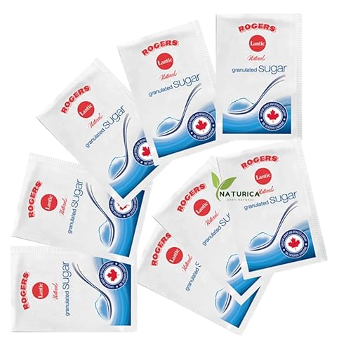 Rogers Sugar Packs - 100 Count White Granulated Packs comes in a BOX - 3.5 gr per Sachets Perfect to Control and Limit Sugar Intake, Ideal for Birthdays, Travels, Picnincs and More, Most Delicious Sweetener Servings for Coffee, Tea, Iced Tea and Smoothies - 100 Pack by Naturica
