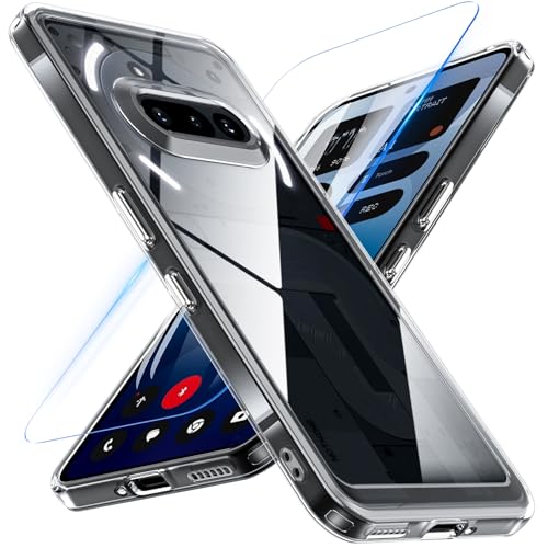 Kuaguozhe für Nothing Phone (3a) Hülle mit Panzer Schutz Glas, Anti-Vergilbung Handyhülle Militärschutz Stoßfest Schutzhülle Clear Dünn Case für Nothing Phone (3a), Transparent