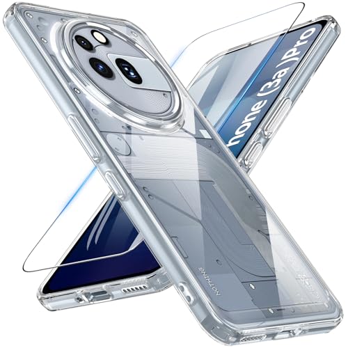 RC1WD for Nothing Phone (3a) Pro Case with Screen Protector, Shockproof Slim TPU Bumper Anti-Scratch Clear Phone Cover for Nothing Phone (3a) Pro (Transparent)