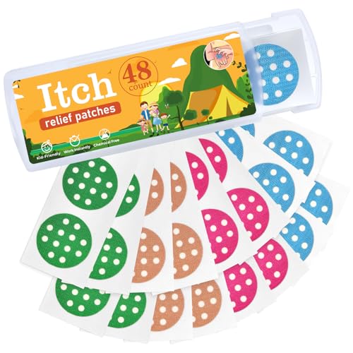 YARKOR Itch Relief Patches 48 Counts, Natural Bug Bite Itch Relief Stickers for Kids, Instantly Reduce Itching & Swelling After Bite, Summer Travel Essentials for Outdoor, Camp, Hiking