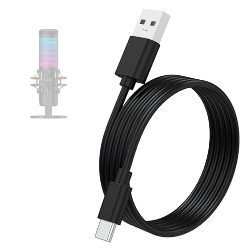 Arzweyk Replacement USB C Data Charging Cable Cord Compatible with HyperX QuadCast 2, SoloCast, QuadCast S USB Condenser Microphone, TONOR TC30, Fifine A6/K688, Elgato Wave 3 Mic, 6.6 FT/ 2 m