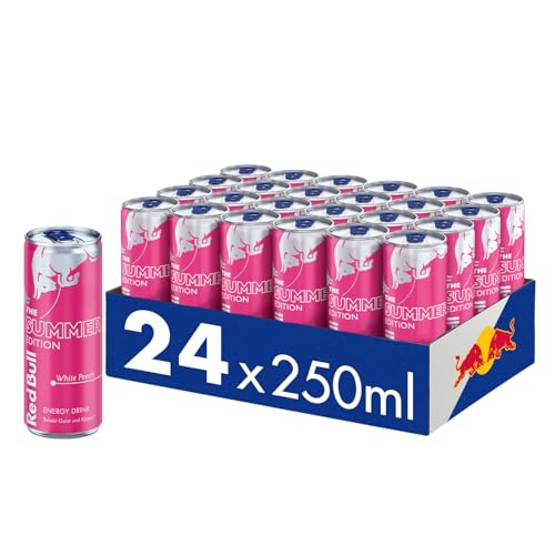 NEU: Red Bull Energy Drink Summer Edition White Peach - 24er Palette Dosen - Getränke mit White Peach Geschmack, EINWEG (24 x 250 ml)