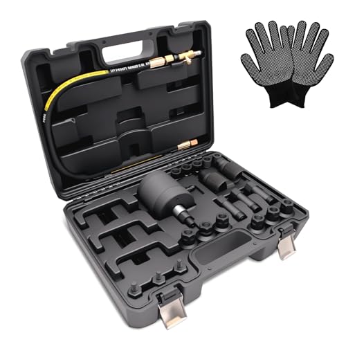 25tlg Injektor Abzieher - Diesel Einspritzdüsen Abzieher - Pneumatischer Injektor Werkzeug mit 19 Adapter Kompatibel mit Bosch, Delphi, Denso, Siemens CR Einspritzdüsen