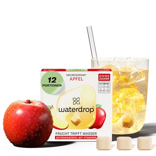 waterdrop® Microdrink Apfel - 12 Waterdrop Drops Würfel mit fruchtigem Apfel Geschmack - zuckerfreier Durstlöscher & Alternative zu Getränke-Sirup und Geschmackspulver - Flavour Drops mit Vitaminen