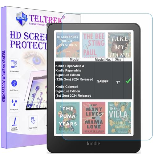 TELTREK Screen Guard Designed For Amazon Kindle PaperWhite 7" 2024 / Paperwhite Kids 7" 2024 / Paperwhite Signature 7" 2024 & ColorSoft Signature 2024 Nano Fiber PET Tempered Glass Screen Protector