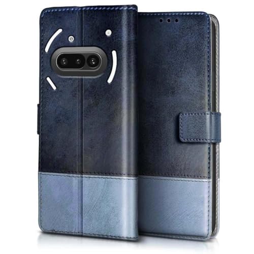 Fashionury Flip Back Case for Nothing Phone 3a 5G | Designer Button | Genuine Leather Finish | Inbuilt Pockets & Stand | Flip Cover Back Case for Nothing Phone 3a 5G (Blue with Sky)