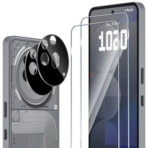 ELYCO for Nothing Phone 3a Pro Screen Protector, Tempered Glass Film + Camera Lens Protector [2+2 Pack], 9H Hardness Bubble Free Anti-Scratch Screen Protective Film