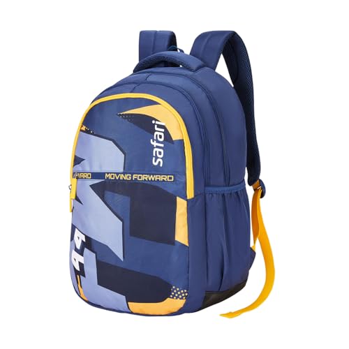 Safari Rove 37L School Bag for Boys and Girls, Casual 3 Compartment School Backpack, Printed Backpack Bag with Armor Base, Bottle Holder and Front Pocket, Travel Bag for Men and Women, College bag