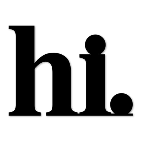 Moderne Wanddekoration "hi.", Schwarze 3D-Buchstaben aus Holz oder Acryl, Minimalistische Wandkunst für Flur und Eingangsbereich