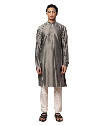 PATR Jagat Grey Solid Katan Kurta for Men – Trendy, Comfortable, and Ideal for Casual & Festive Occasions