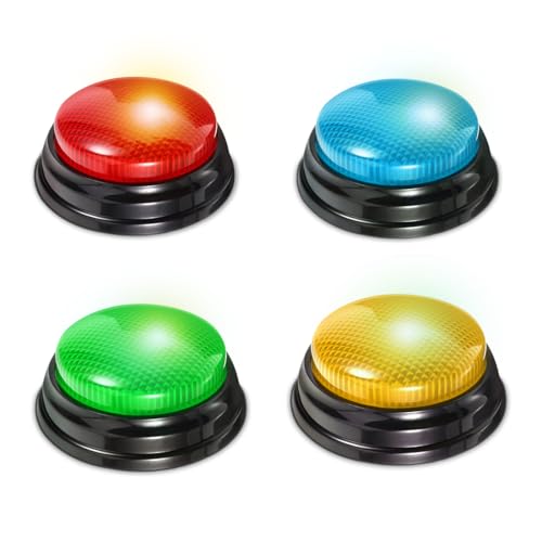 Wembley Quiz Buzzer Alarm Game Show Buzzer Bell with Lights and Sounds Ideal Birthday Gift for Kids Teachers Students Trivia Competition Classroom Activities (4Pcs Multipack)