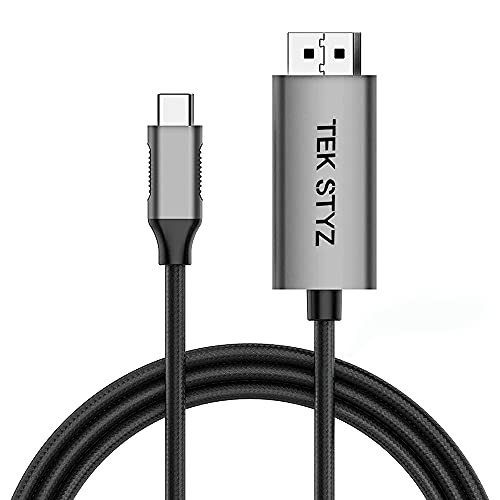 Tek Styz HDMI USB-C 8k/4k Cable Kit Compatible with Realme GT 6T Supports Thunderbolt 3/4 a 60Hz Full Digital HDMI 2.1 USB-C, Stable Driver Certified (1.8M/6Ft)