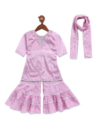 JBN Creation Girls' Onion Kurta Sharara and Dupatta Set