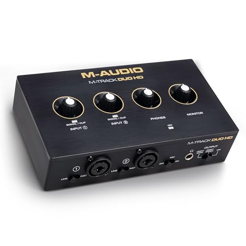 M-AUDIO M-Track Duo HD Audio Interface 24bit 192kHz für Recording, Streaming, Podcasting mit USB-C, 2 XLR-TRS-Eingängen, 2 TRS-Ausgängen, Softwarepaket