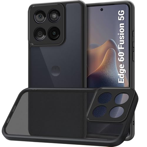 TheGiftKart Hybrid Shockproof Back Cover Case for Motorola Moto Edge 60 Fusion 5G | Hard Back Cover Case for Motorola Moto Edge 60 Fusion 5G (PC & TPU, Translucent Smoke Matte Back, Black Sides)