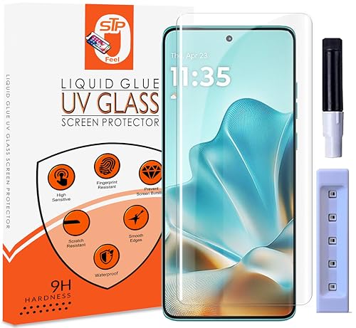 STP FEEL® UV Premium Tempered Glass Screen Protector Guard Compatible For Motorola Edge 60 Fusion 5G (6.67 Inch, Pack of 1) Full Adhesive UV Curved Case Friendly HD Clarity with easy installation kit