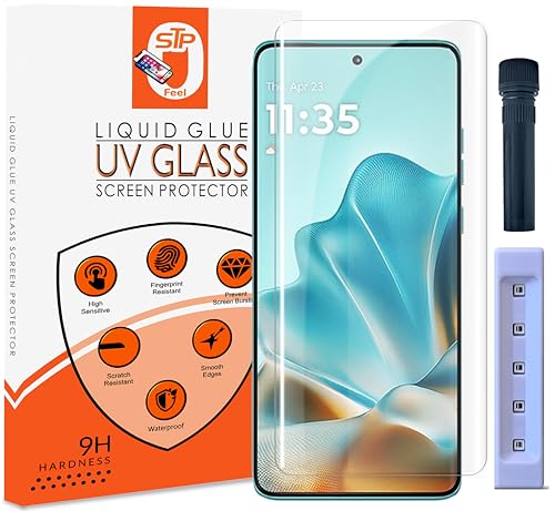 STP FEEL® UV Advanced Tempered Glass Screen Protector Guard Compatible For Motorola Edge 60 Fusion 5G (6.67 Inch, Pack of 1) Full Adhesive UV Curved Case Friendly HD Clarity