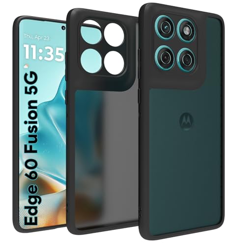 RIGGEAR Shockproof Sleek Hybrid Armor Back Cover Case for Motorola Moto Edge 60 Fusion 5G (Smoke Black Matte PC with Black TPU Bumper)