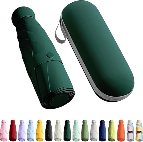 REWOP Umbrella, UV Big Size Umbrella for Sun Protection Rain Windproof Strong large 2 fold for men women kids boys girls Perfect small & stylish Windproof & Compact (Dark Green)