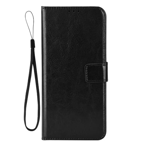 HWPIVOX Leather Case for Motorola Edge 60 Fusion 5G, Wallet Case for Motorola Edge 60 Fusion 5G Flip PU Leather Cover, Magnetic Buckle Protection Phone Cover Black