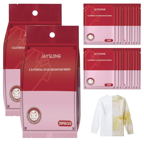 Evolution Stain Remover Wet Wipes,Individually Packaged Clothes Stain Remover Wipes,Clothing Stain Removal Wet Wipes for On Clothes, Shoes, And Bed Sheets (2Pack-40Pcs)