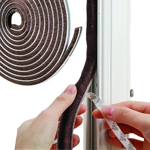 TEKCOOL 10 Meter Weather Stripping Door Seal Strip | Self Adhesive Weather Strip Sound proofing for Windows | Window Sealing Strips for Gap | soundproof Door Seal (Brown)
