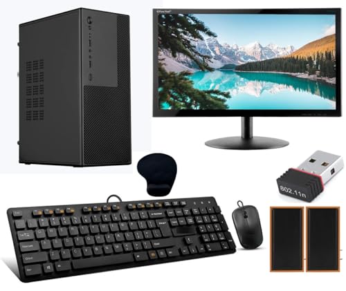 Desktop Computer Set with i5-3470, 16GB RAM, 512GB SSD, 19-inch Monitor, Keyboard, Mouse, WiFi, Speakers, Windows 10, Black