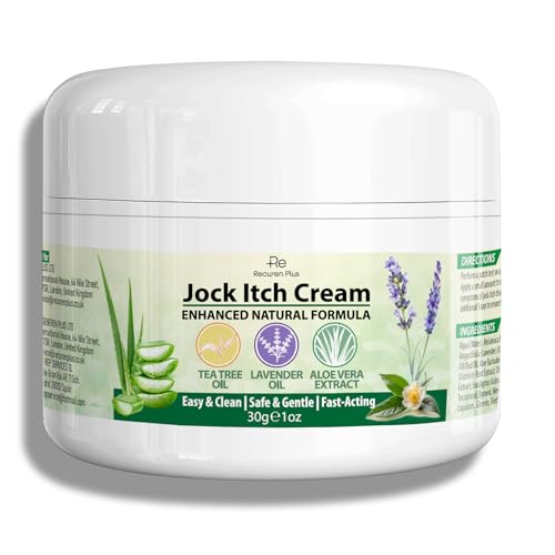 Jock Itch Antifungal Skin Cream: Tea Tree Oil Anti Fungal Cream with Aloe Vera, Lavender & Eucalyptus – Extra Strength Herbal Moisturizer for Itchy Skin Relief – for Men & Women