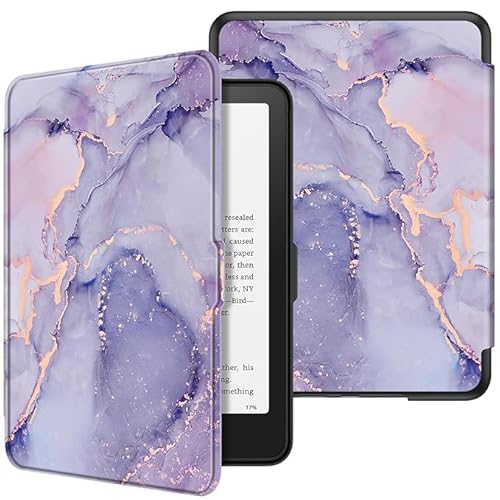 ProElite Cover Case for Kindle Paperwhite 12th Gen 7 inch Case, Slim Smart Flip case Cover for Amazon Kindle Paperwhite 12th Generation 7 inch 2024, Marble Purple
