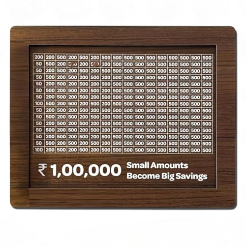 ANAJI Wooden Piggy Bank for Kids & Adults, Coin Box with Carved Design, Savings Box, Mini Bank, Donation Box, Smart Money Box, Wooden Coin Box, Money Saver, Piggy Bank with Numbers (1)