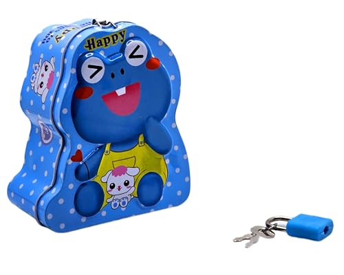 GNR Mini Metal Coin Bank/Piggy Bank with Lock & Key for Kids | Birthday, Educational Learning, Return Gift (Hippo)